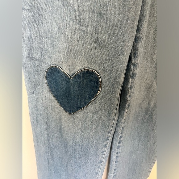 Free People X Lee Jumpsuit Union Alls Denim Heart Patch Bohemian Retro - Picture 7 of 11